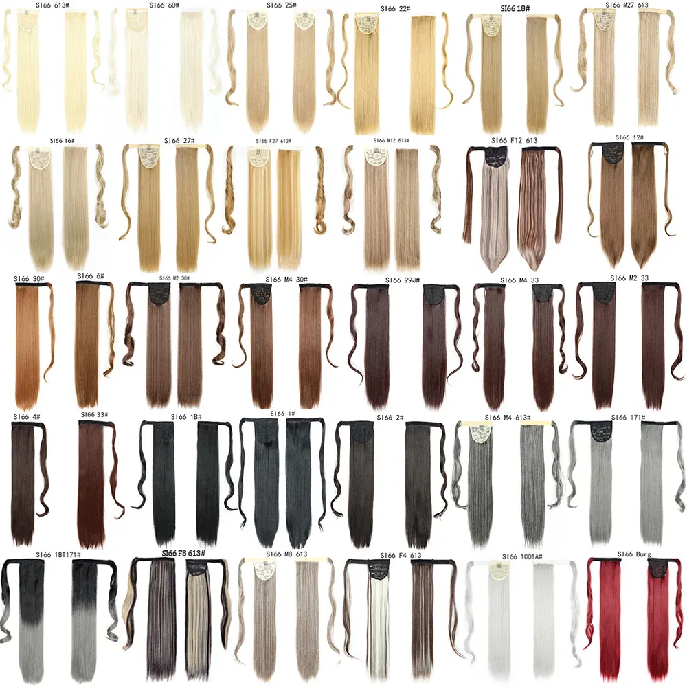 Color: P2/613 - LINWAN Synthetic Long Straight Wrap Around Clip In Ponytail Hair Extension Heat Reistan Pony Tail Fake Hair