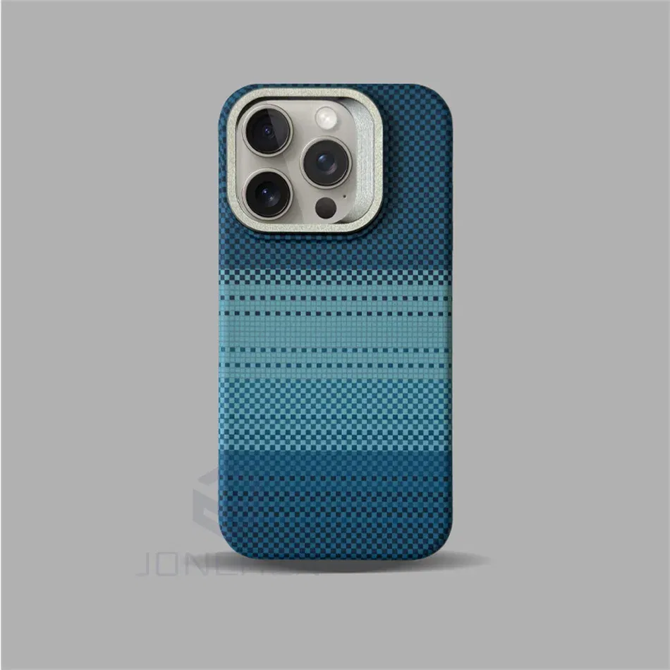 Color: Blue, Material: Neoprene - Luxury Magnetic Stand Metal Lens Relief Carbon Fibre Pattern For Magsafe Case For iPhone 15 14 13 Pro Max Shockproof Back Cover