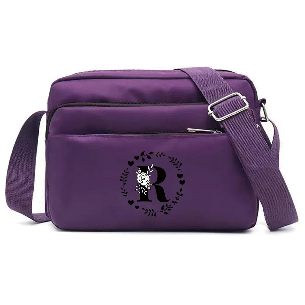 Color: Red - Purple One Shoulder Crossbody Bag Portable Commuting Large Capacity Simplicity Storage Bag Garland Letter Series Print Pattern