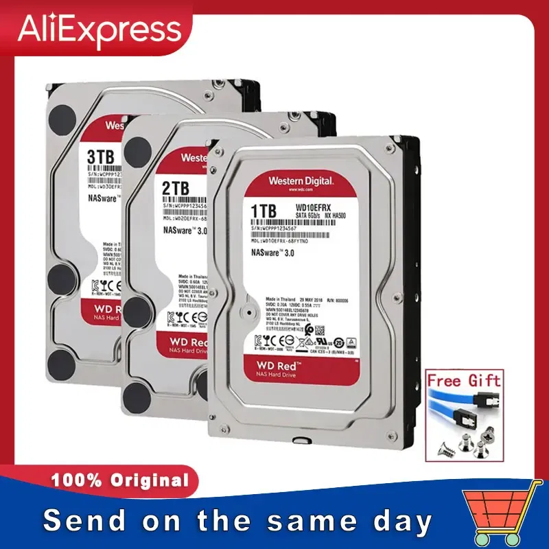 Capacity: 4TB - Original Western Digital WD Red NAS 4TB 3TB 3.5" Internal Hard Drive HDD SATA 6GB/S 2TB 1TB SATA 64 MB Cache HDD For Desktop