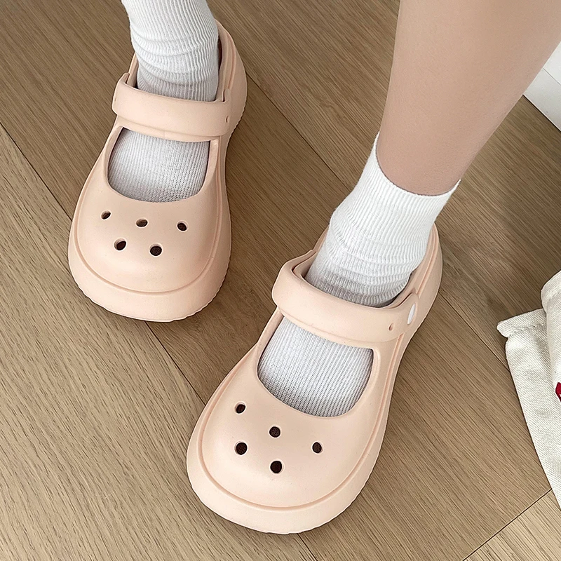 Color: PURPLE, Shoe Size: 35 - Summer Women Slippers Fashion Thick Bottom Hole Shoes EVA Slippers Anti Slip Baotou Slippers Outdoor Beach Sandals Slippers
