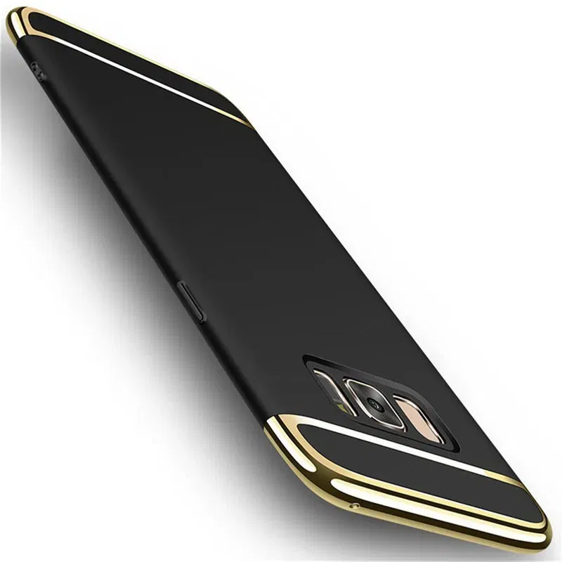 Color: black, Material: PU - Luxury 3 in 1 Case for Samsung Galaxy S6 S7 Edge S8 S9 S10 Plus Note 8 9 Hard Cover J3 J5 J7 Pro 2017 J4 J6 J8 2018 A20 A30 A50