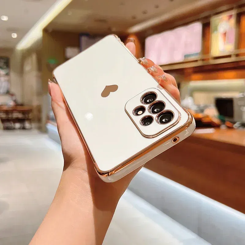 Color: Orange, Compatible-Phone Models: For iPhone SE (2020), Ships From: CHINA - Electroplating Side Love Heart Phone Case For Samsung Galaxy S25 Ultra S24 S23 S22 A16 A55 Protect Lens Shockproof Back Cover