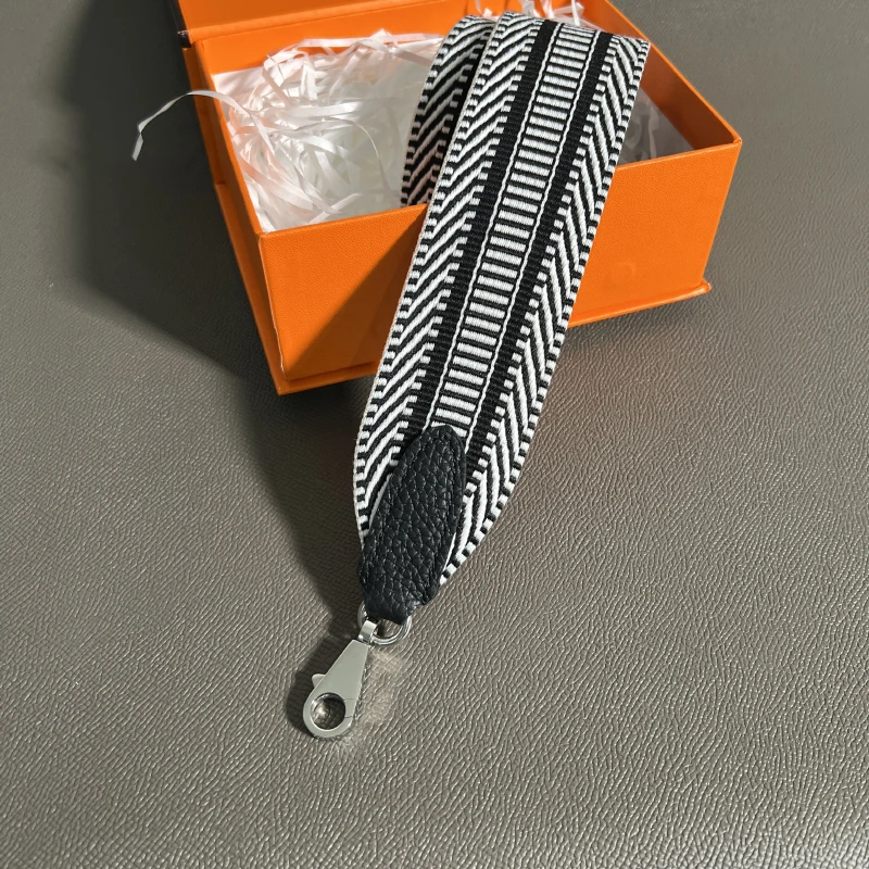 Color: Silver, Size: 1/2" - Hand-Sewn Leather Woven Canvas Shoulder Strap 5cm Wide Wax Line Herbag Evelyn Replacement Bag Accessory