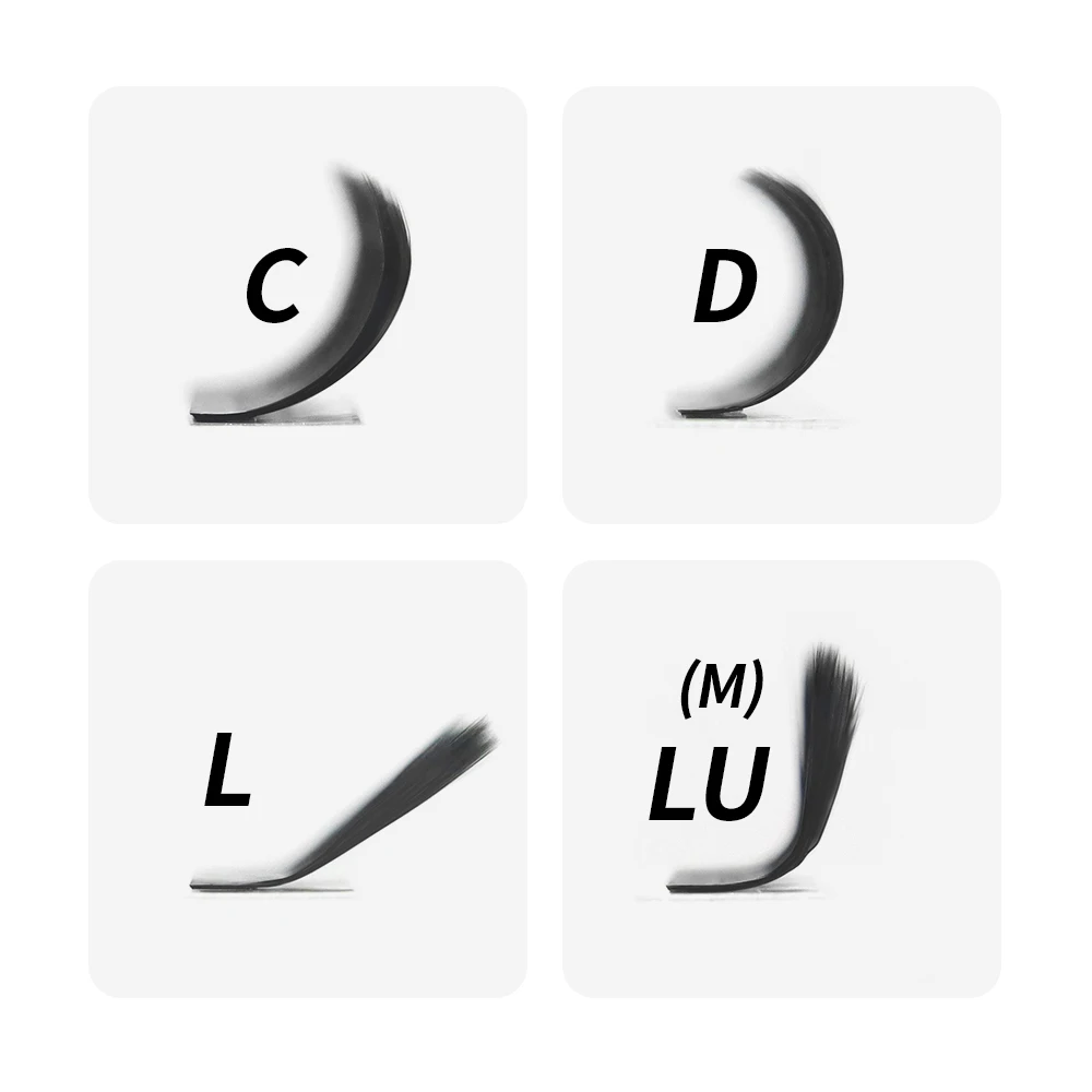 Color: Brushed Chrome, Curl: LU, Thickness: 0.07mm, Length: 17mm - GLAMLASH 4D - W Shaped Eyelash Extension Automatic Flowering W Fake Lashes 0.07mm C/D/L/LU Curl Individual