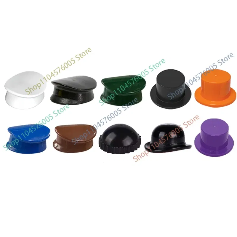 Color: RED - MOC Brown Hair Building Blocks City Figures Body Creative Accessory Blond Gold White Parts DIY Hats Mini Bricks Assemble Toy S04