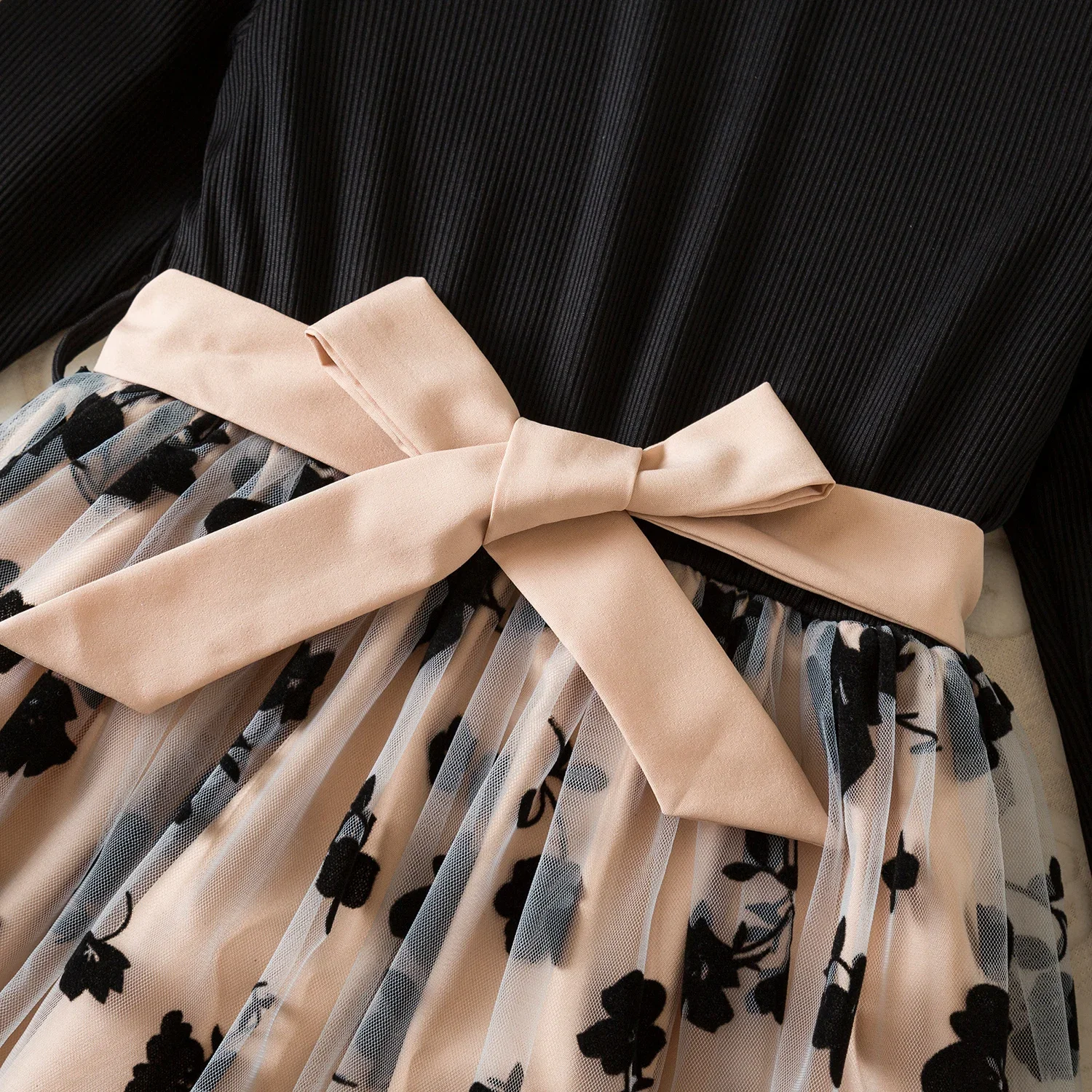 Color: black, Kid Size: 4T - Spring Autumn Full Sleeve Dress for Girls 3 to 8 Yrs Flower Girl Dress Children's Casual Clothing New Long Seelve Princess Dress