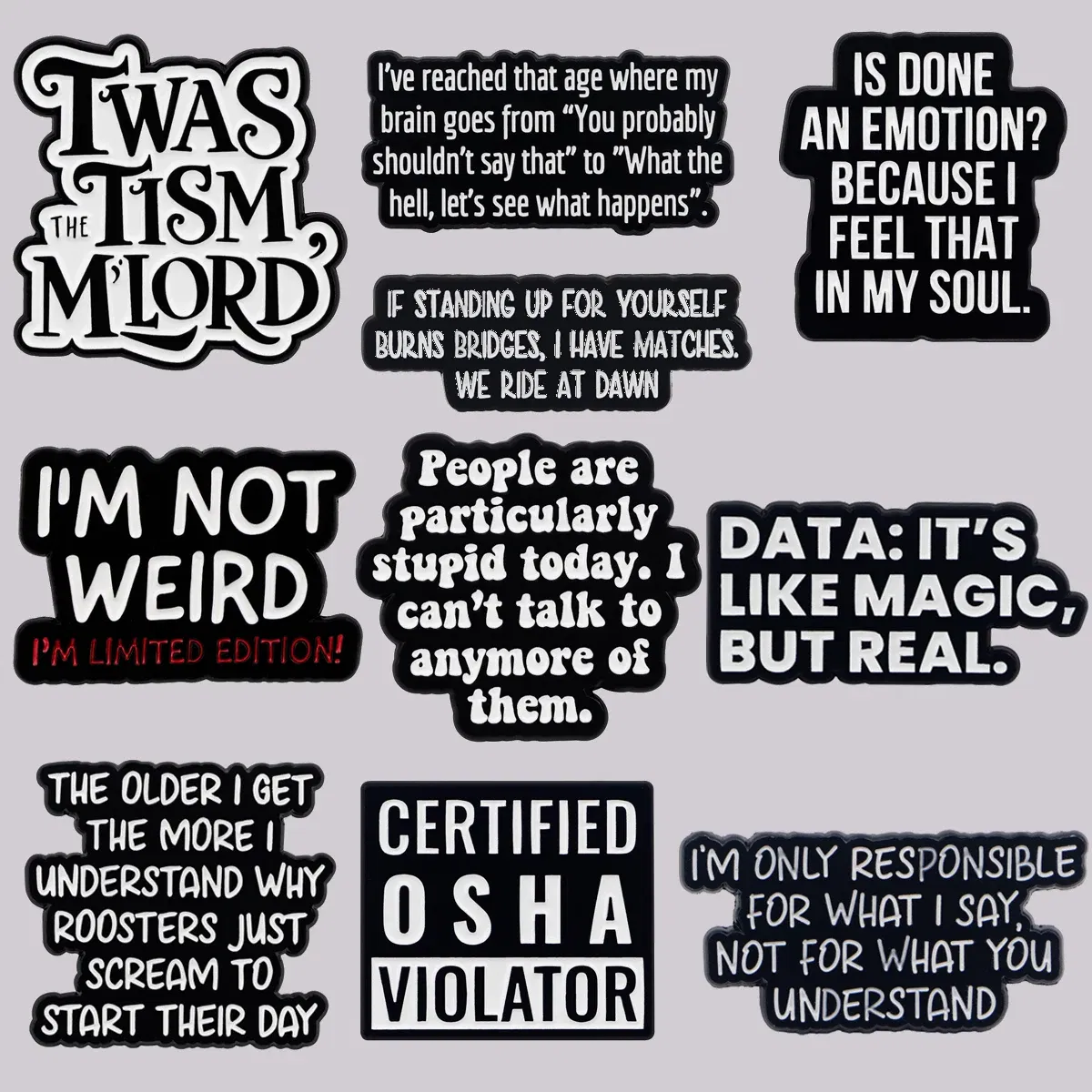 Metal color: Rhodium Plated - I'M NOT WEIRD Enamel Pin Funny Quotes Brooch Pines Lapel Pins Quotation Badge Clothing Accessories Fashion Jewelry Unique Gift