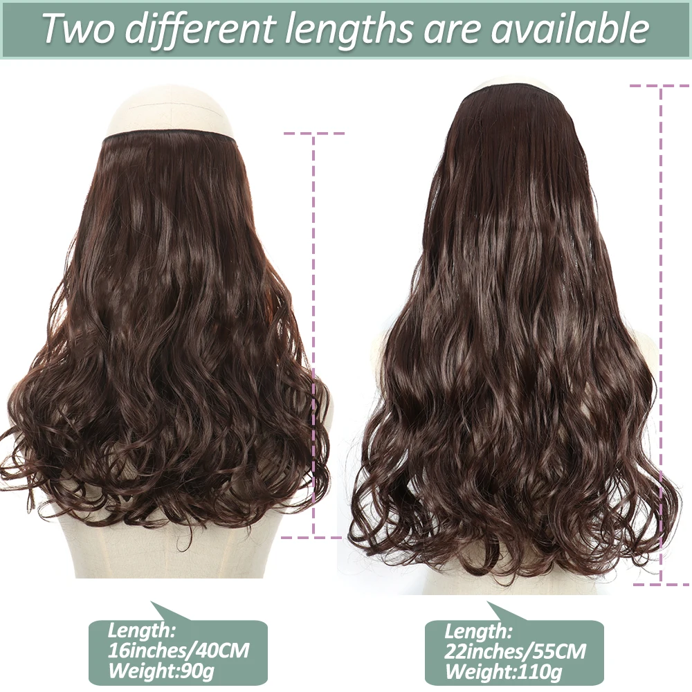 Color: #30, Stretched Length: 32inches, Ships From: CHINA - Synthetic Natural Wavy No Clip Fish Line Invisible Hair Extensions Mixed Color Blonde Black Artificial False Hair Piece ForWomen