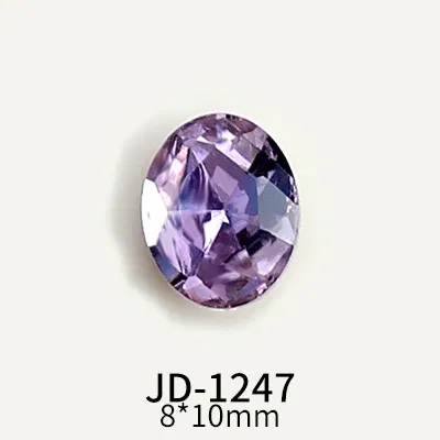 Color: Yellow - 20pcs Nail Art Light Purple Sparkling Crystal Glass Diamond Violet Pointed Bottom Bare Rhinestone Gem Nail Accessories Charms