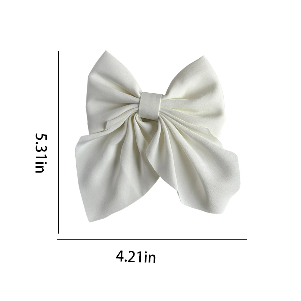 Color: PURPLE - Elegant Bow Ribbon Hair Clip Fashion Simple Solid Satin Spring Clip Hair Pin Retro Headband with Clips Girls Hair Accessories