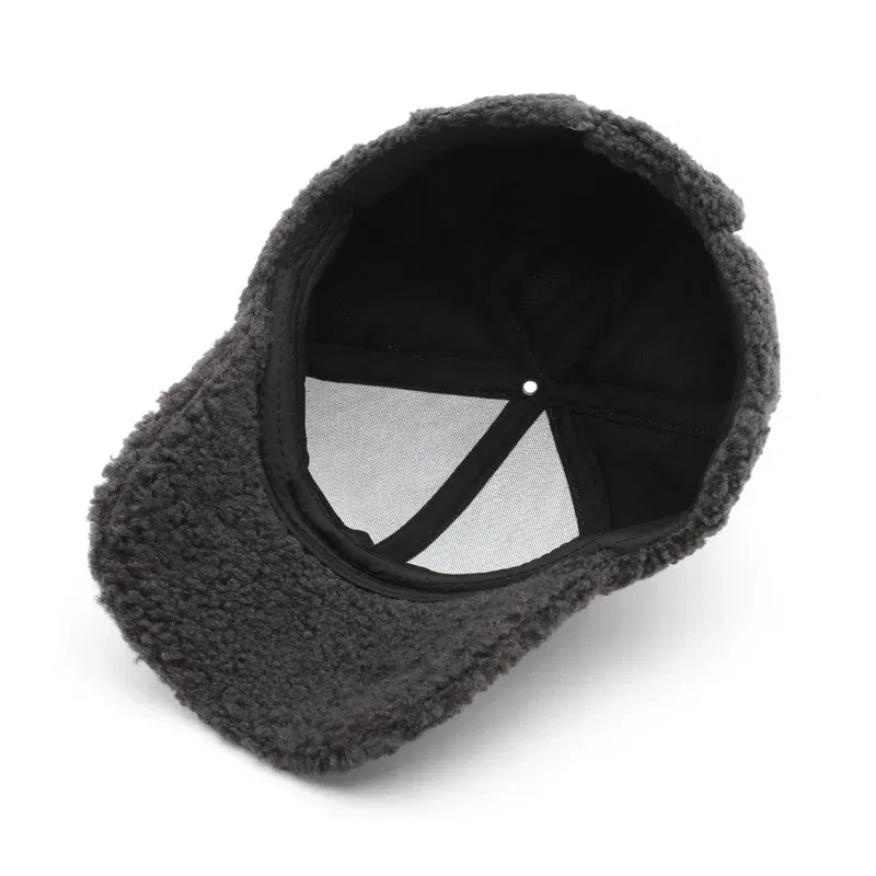 Color: Yellow, Size: M - Autumn Winter Baseball Cap Women Artificial Lamb Wool Hats Keep Warm Cap Plush Baseball Caps Spring Baseball Cap Solid Sunshade
