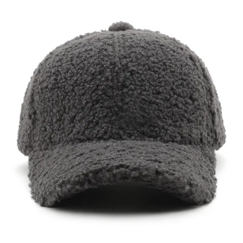 Color: Yellow, Size: M - Autumn Winter Baseball Cap Women Artificial Lamb Wool Hats Keep Warm Cap Plush Baseball Caps Spring Baseball Cap Solid Sunshade