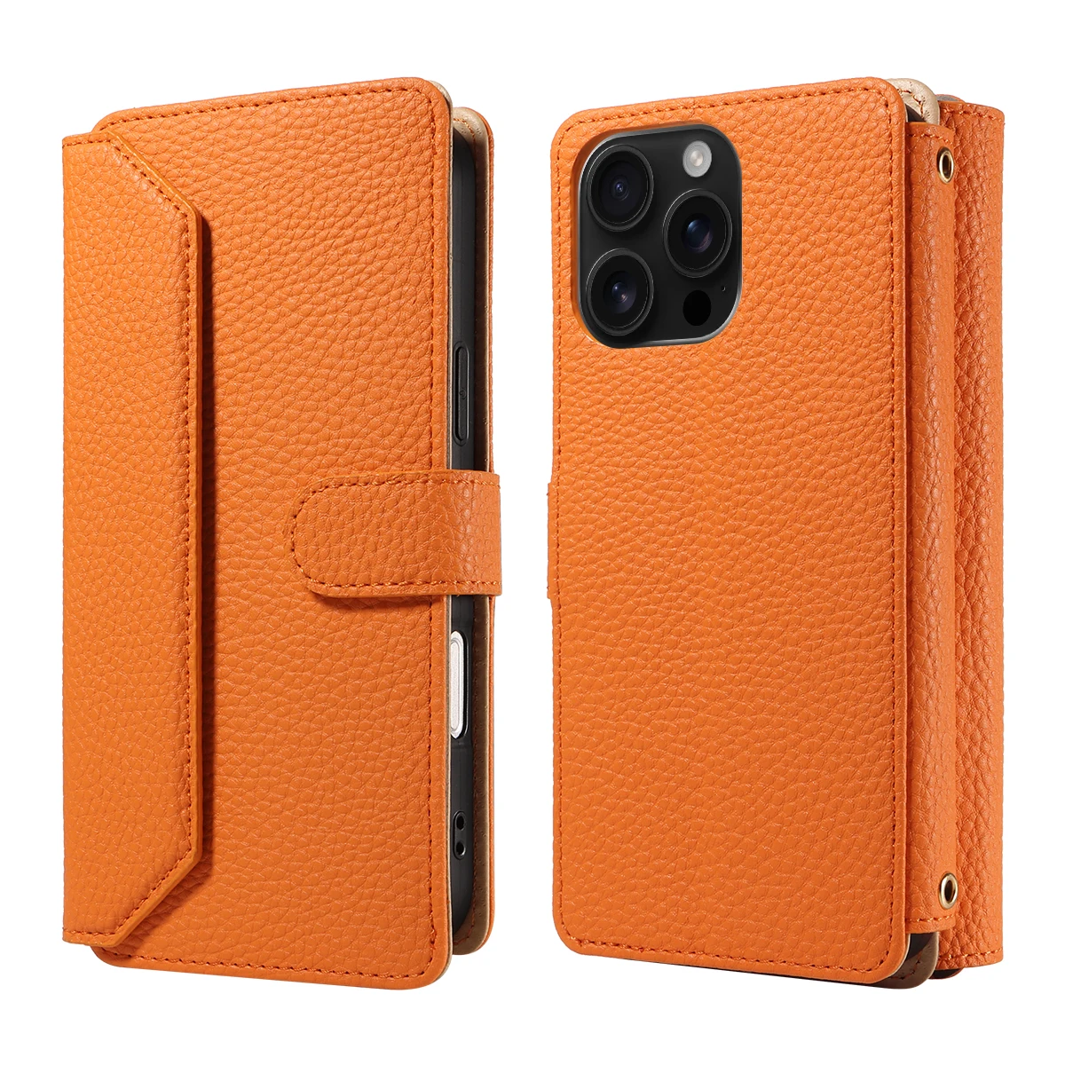 Color: Orange, Bundle: Case & Strap, Material: Artificial Leather, Compatibility by Model: Galaxy S23 - Crossbody Leather Phone Case for Samsung Galaxy S25Edge S25Ultra S24FE S24Ultra S23Ultra Multi-Card Slot Anti-Drop Wallet Case