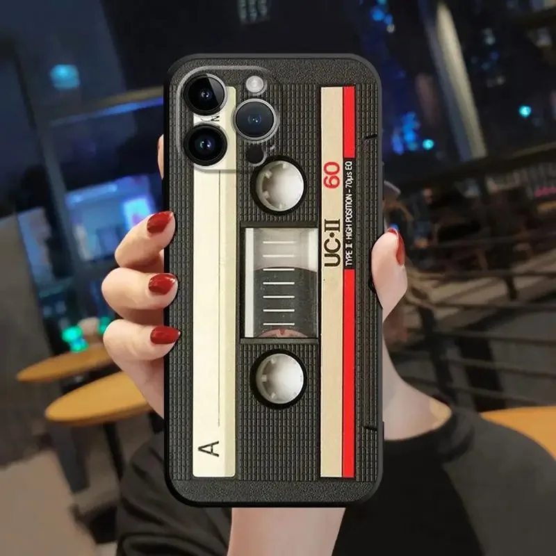 Color: Beige, Material: Neoprene - Phone Case For Apple iPhone 11 12 13 14 15 16 Pro 7 XR X XS Max 8 Plus SE 2022 Phone Cover Shell Magnetic Radio Tape Cassette