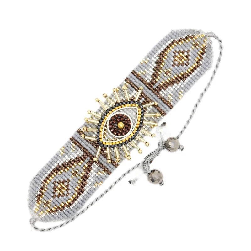 Metal Color: Light Yellow Gold Color - ALIYA Miyuki Beads Evil Eye Bracelet Bohemian Mujer Pulseras Moda Women Armband Jewelry Handmade Braided Bracelet Wholesale