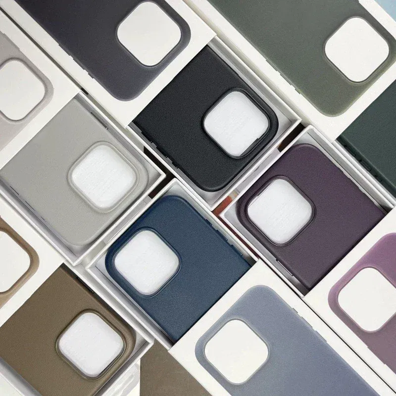 Material: Cotton Fabric, Color: SKY BLUE - Original Apple Leather With Magsafe Case For iPhone 16 Pro Max 16 Plus Case Wireless Charging Magnetic Cover 16Pro With Box