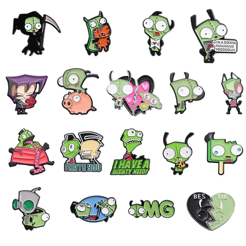 Metal color: Antique Silver Plated - Cartoon Anime Brooch Enamel Pins Custom Metal Animal Badges Lapel Accessories Sweater Women Men Jewelry Gift Friends Wholesale