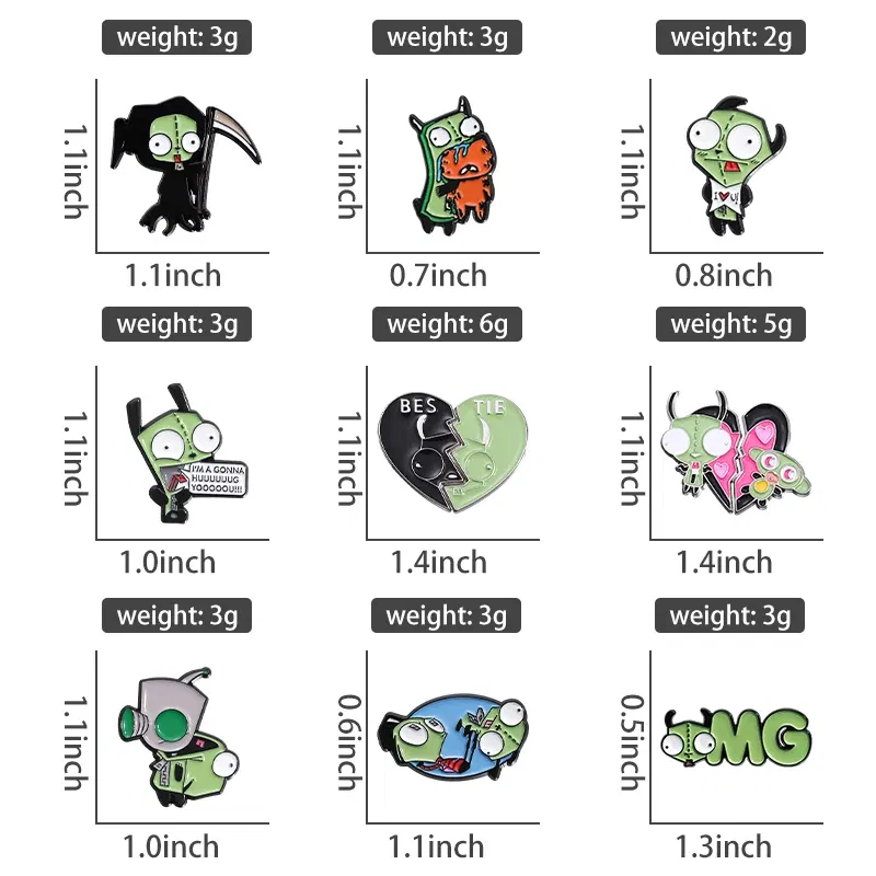 Metal color: Antique Silver Plated - Cartoon Anime Brooch Enamel Pins Custom Metal Animal Badges Lapel Accessories Sweater Women Men Jewelry Gift Friends Wholesale