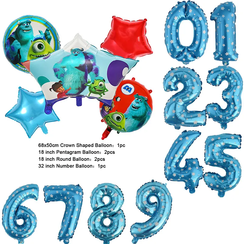 Color: DEEP BLUE, Capacity: 1250ml - Monsters University Monsters, Inc. Theme Birthday Party Decoration Metallic Gem Shaped Balloon Crown Shaped Balloon Baby Shower