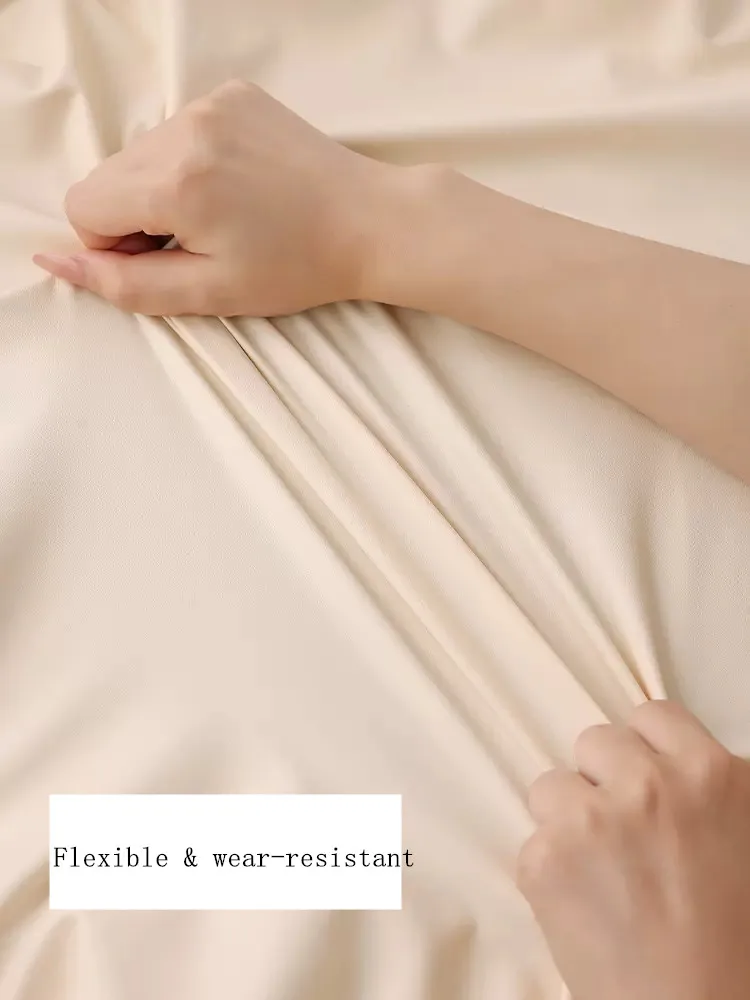 Color: Light Grey, Specification: 90*150cm - Solid color PU leather table cover fixable elastic tablecloth waterproof round square Table cloth custom table protector