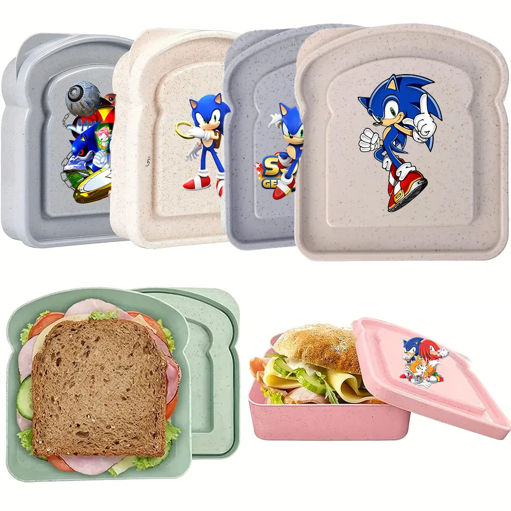 Color: Yellow - 2025 sonic Sandwich Containers Lunch Toast Storage Box With Lid Portable Food Storage Reusable Microwave Lunch Sandwich Box