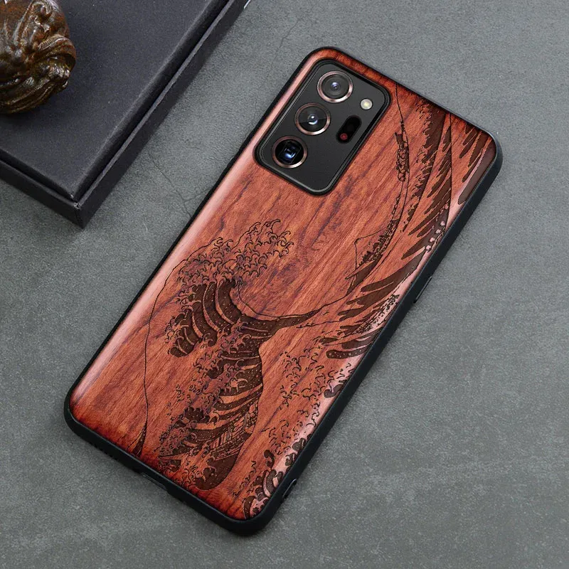 Color: Ivory, Material: PC - Natural Wood Wooden TPU Case For Samsung Galaxy Note 20 Ultra S24 S23 S21 Ultra S20 FE S10 Plus Case Cover Phone Shell Skin Bag