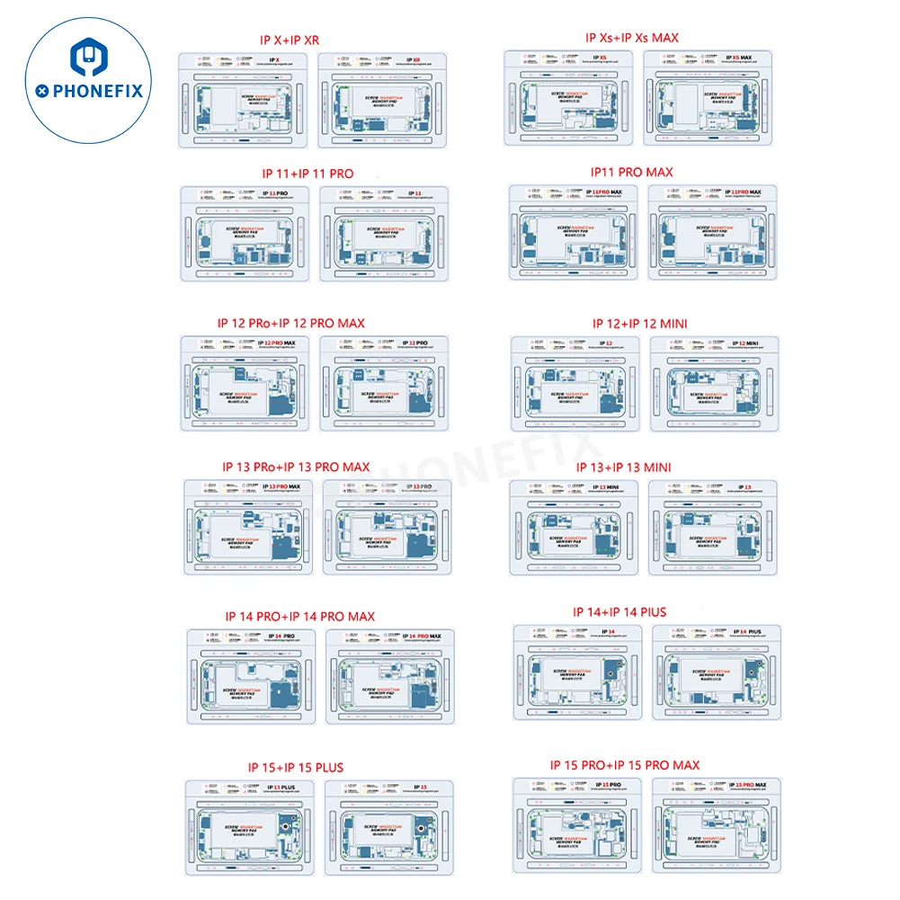 Color: GOLD - Soft Magnetic Screw Positioning Keeper Chart for iPhone X-15Pro Max Disassembly Double Sided Screw Setting Opening Guiding Mat