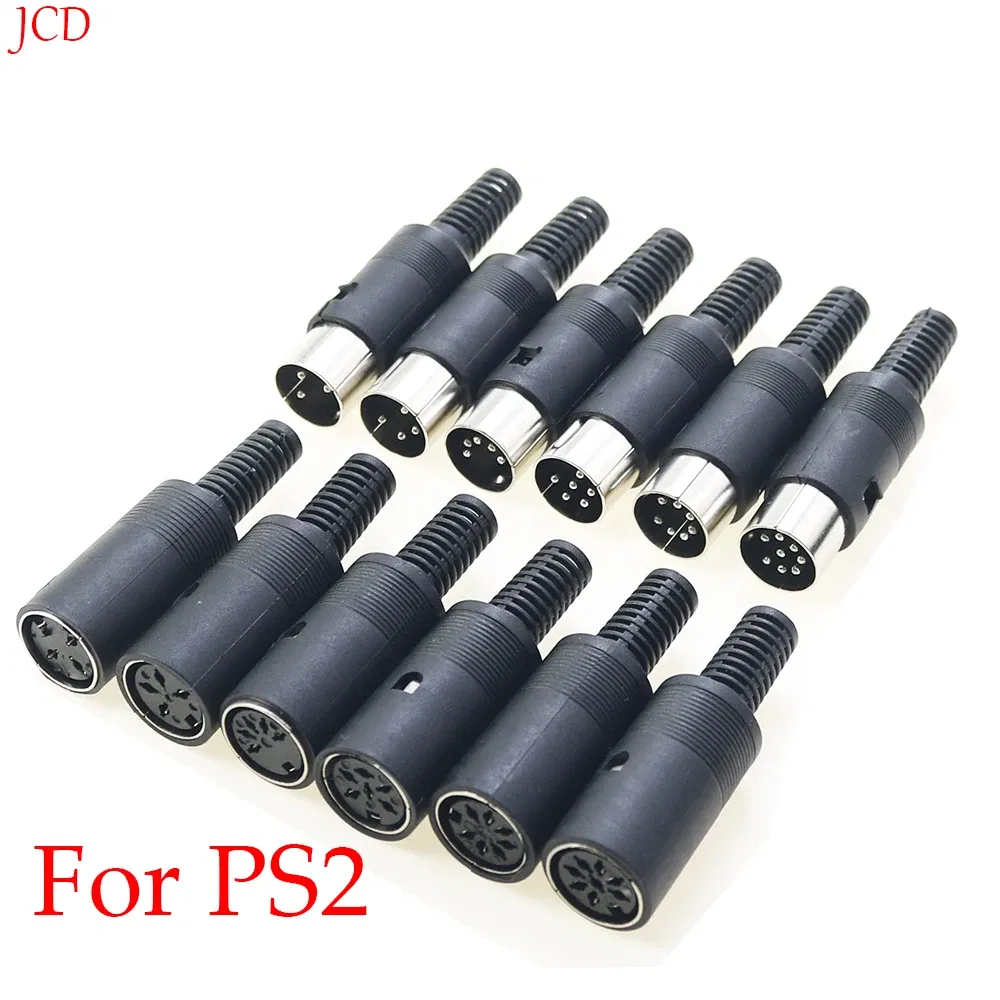 Color: Ivory - 5pcs 3P 4P 5P 6P 7P 8Pin DIN Male/Female Plug Jack with Plastic Handle Keyboard Cable Connector Adapter PS2