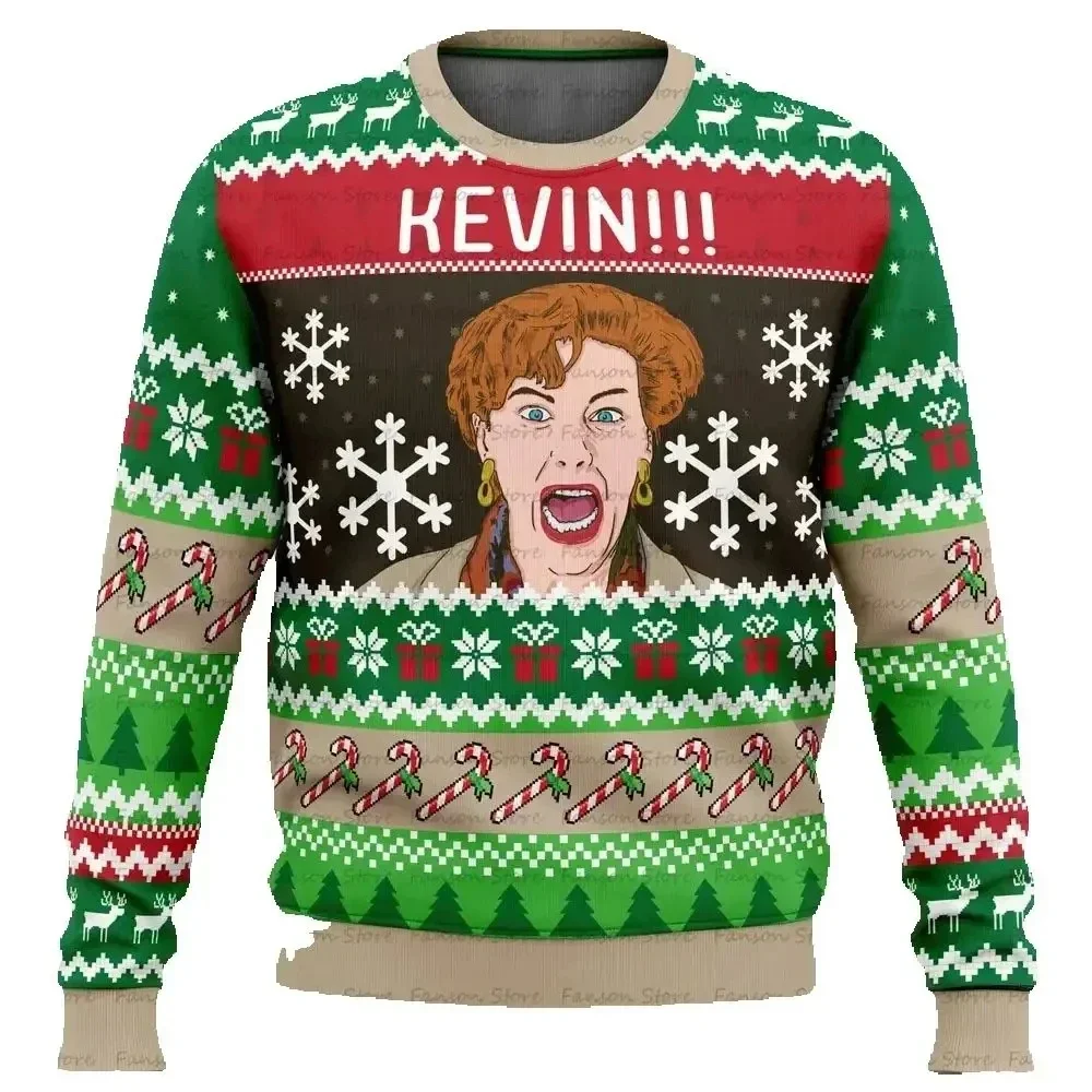 Color: Brown, Size: XL, Ships From: CHINA - Merry Christmas alone at home Ugly Christmas sweater cartoon animation Men's pullover 2026 fashionable couple shirts Sweatshirt