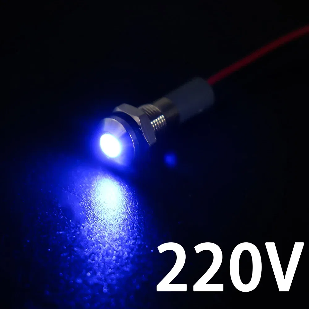 Color: army green - 1PC IP65 6mm LED Waterproof Metal Indicator Light Signal Lamp With Wire 5V 12V 24V 220V Red/Yellow/Blue/Green/White Metal Button