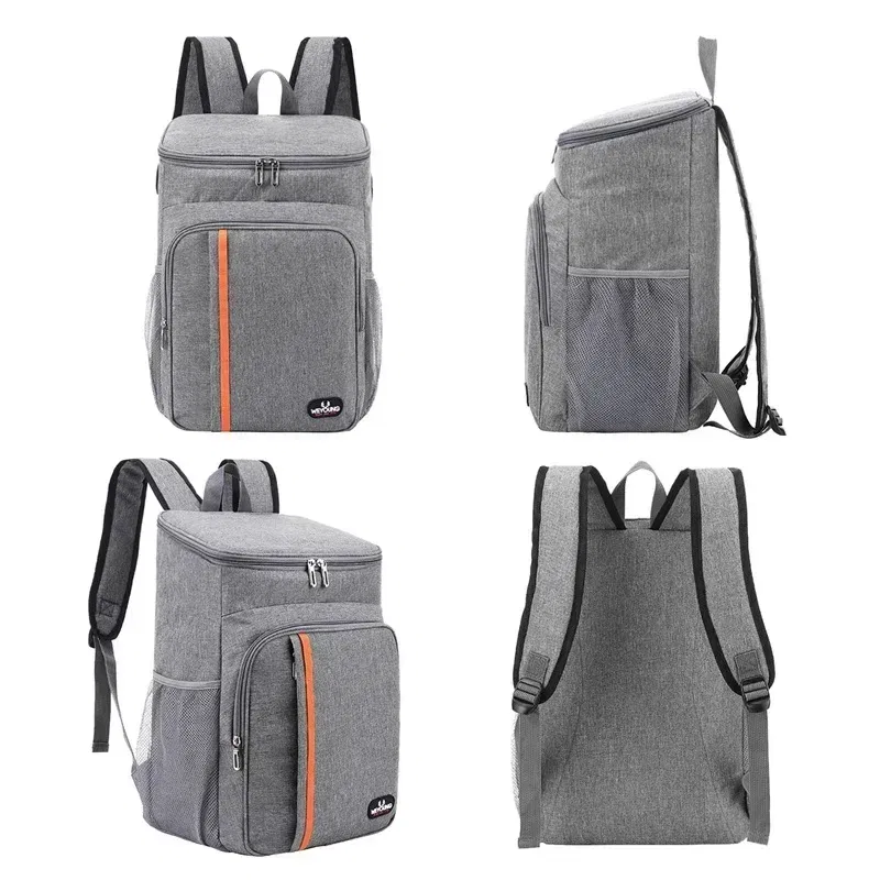 Color: Khaki - 20L Outdoor Thermal Backpack Cooler Bags Insulated Lunch Bag Leakproof Camping Beer Drink Picnic Backpack Food Fresh Keeping Bag