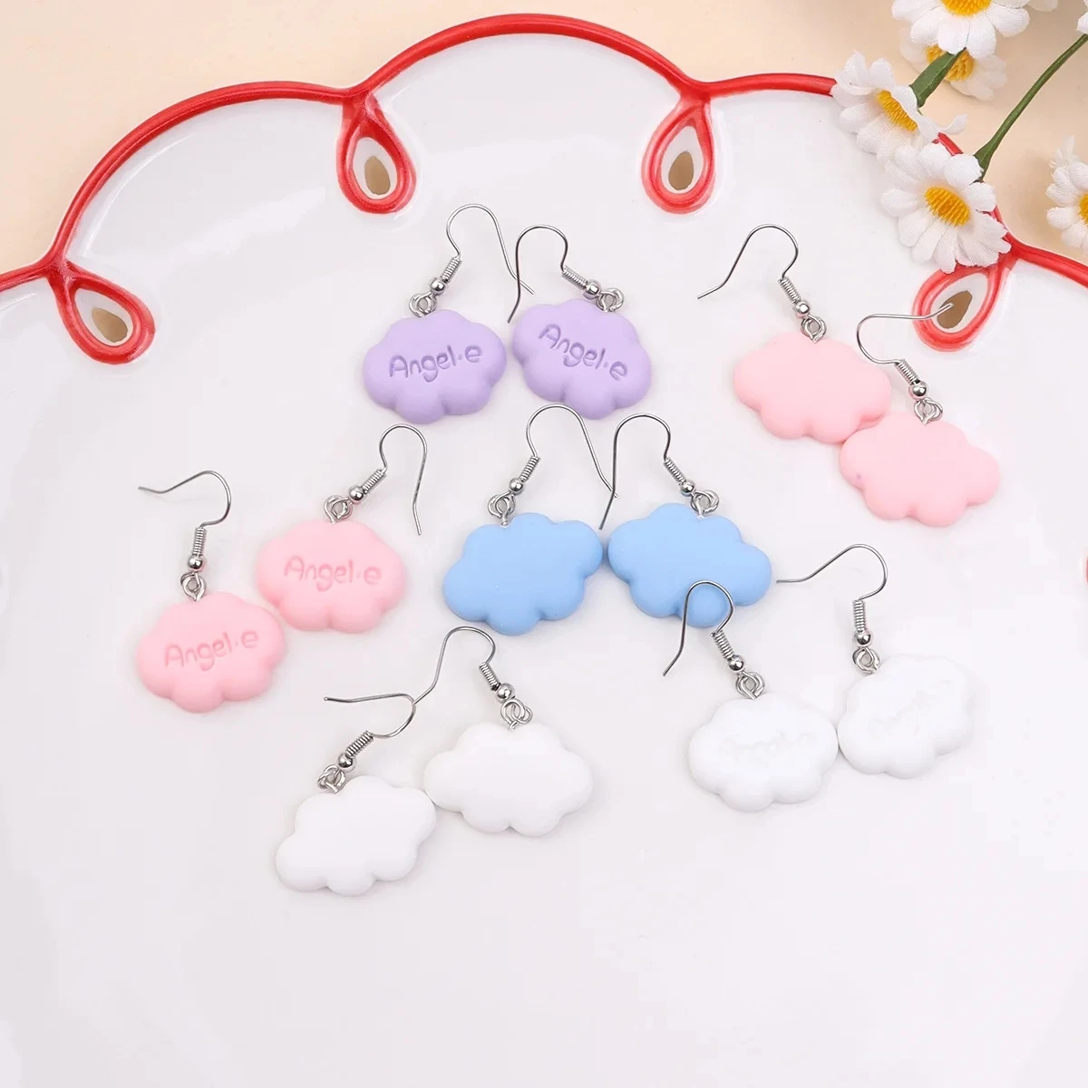 Metal Color: Light Yellow Gold Color - Ultra-Low New Fashion Cute White Cloud Stud Earrings Delicate Mushroom Clouds for Women Girls Ear Jewelry Wholesale Gifts Bear