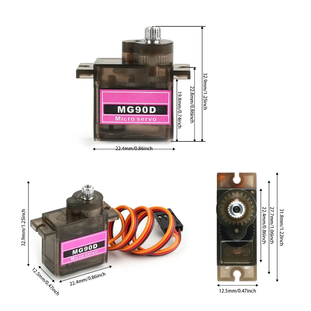 Color: light yellow - MG90D 10/20/30/40/50Pcs Micro Digital Servo Motor Full Metal Gear 180/270/360 Degree For RC Airplane Helicopter Car Boat Model