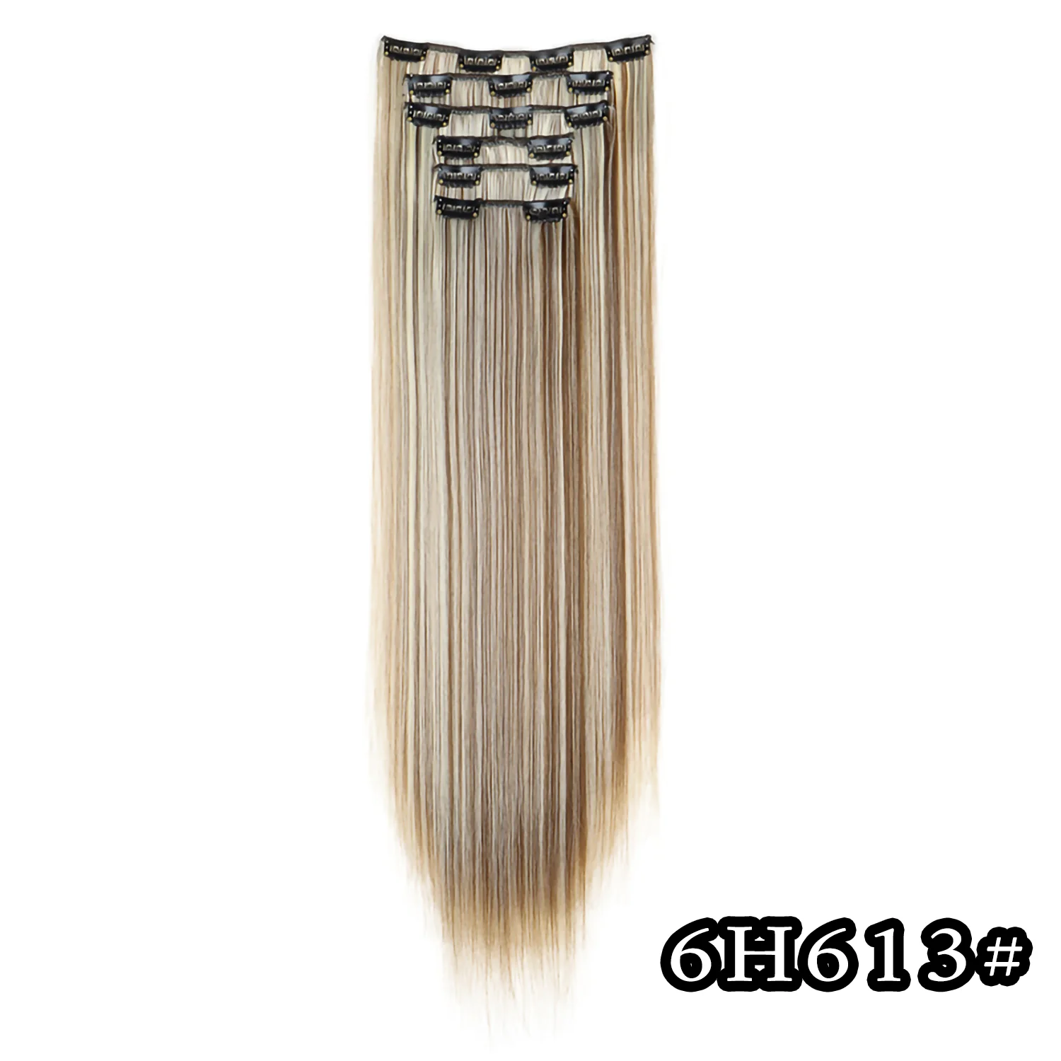 Color: 4/27HL, Stretched Length: 24inches - 24Inch 16 Clips in Hair Extensions Long Straight Hairstyle Synthetic Blonde Black Hairpieces Heat Resistant False Hair Daily Use