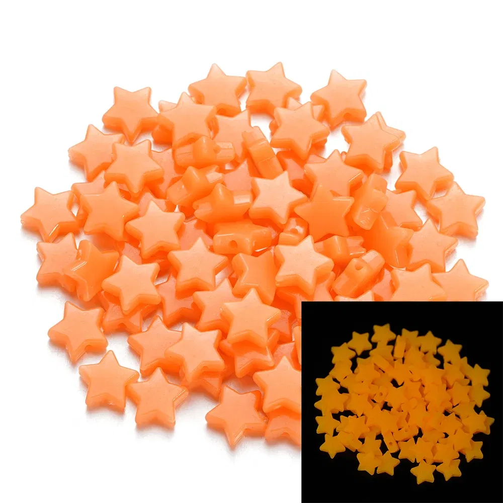 Color: Gold, Item Diameter: 2mm - 50Pcs Luminous Star Beads Heart Shape Acrylic Beads Loose Spacer Beads for Jewelry Making DIY Bracelet Necklace Accessories