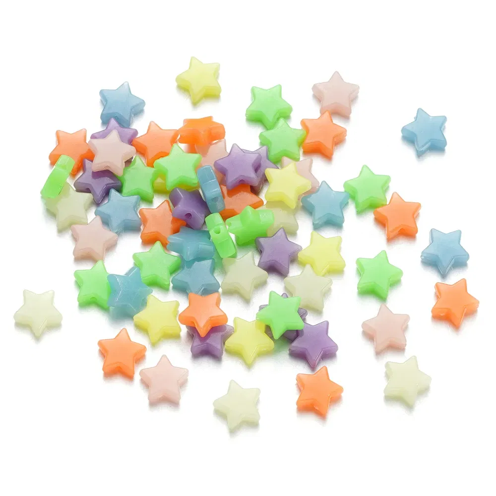 Color: Gold, Item Diameter: 2mm - 50Pcs Luminous Star Beads Heart Shape Acrylic Beads Loose Spacer Beads for Jewelry Making DIY Bracelet Necklace Accessories