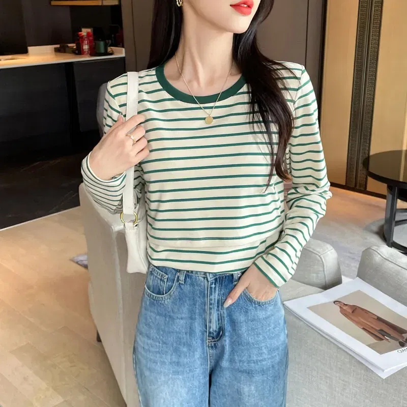 Color: black, Maternity Size: XXL - Striped Cotton Maternity Nursing Tees Casual Long Sleeve Breastfeeding T Shirts For Pregnant Women After Delivery Lacation Tops