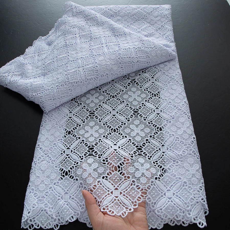 Color: Grass Green, Width: 120cm, Length: 5 yards - 2025 Guipure Lace Fabric High Quality 5 Yards Knitted White Nigerian African Sequins Cord Lace Fabric Dress for Women A4070