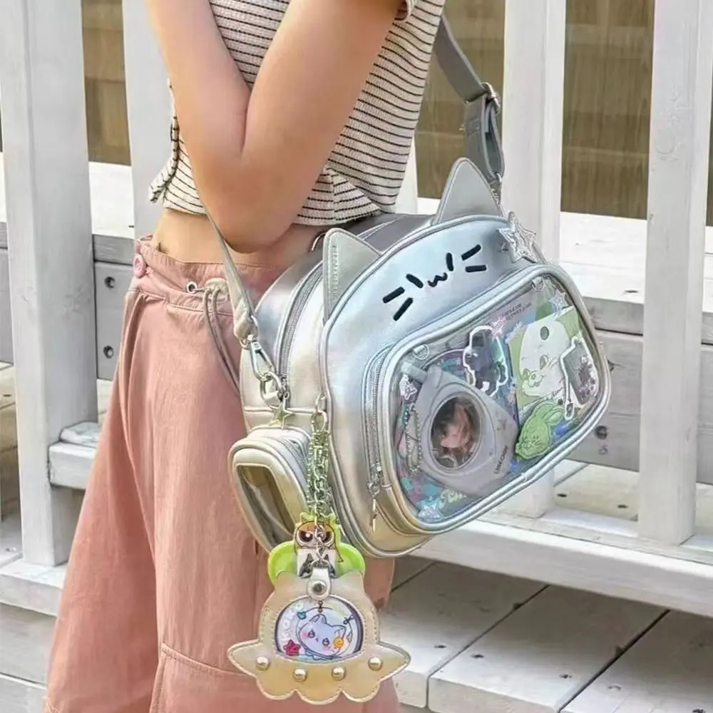 Pu Kawaii Cat Itabag Girl Travel Korean Clear Pocket Shoulder Bag Crossbody Bag Women's Fashion Backpacks Idol Doll Storage Bags