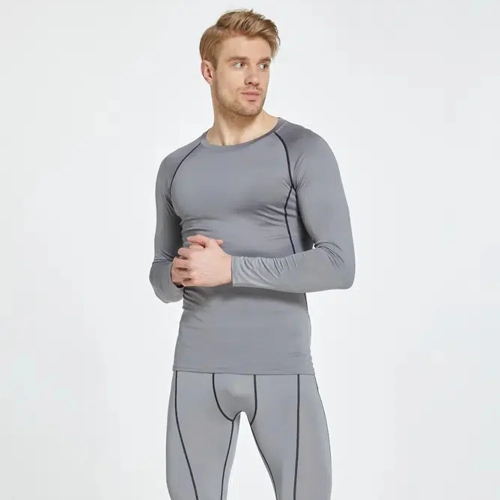 Color: Blue, Size: XXL - Men Bodybuilding Sports T-Shirt Quick Dry Running Shirt Long Sleeve Compression Top Gym T Shirt Men Fitness Tight Rashgad