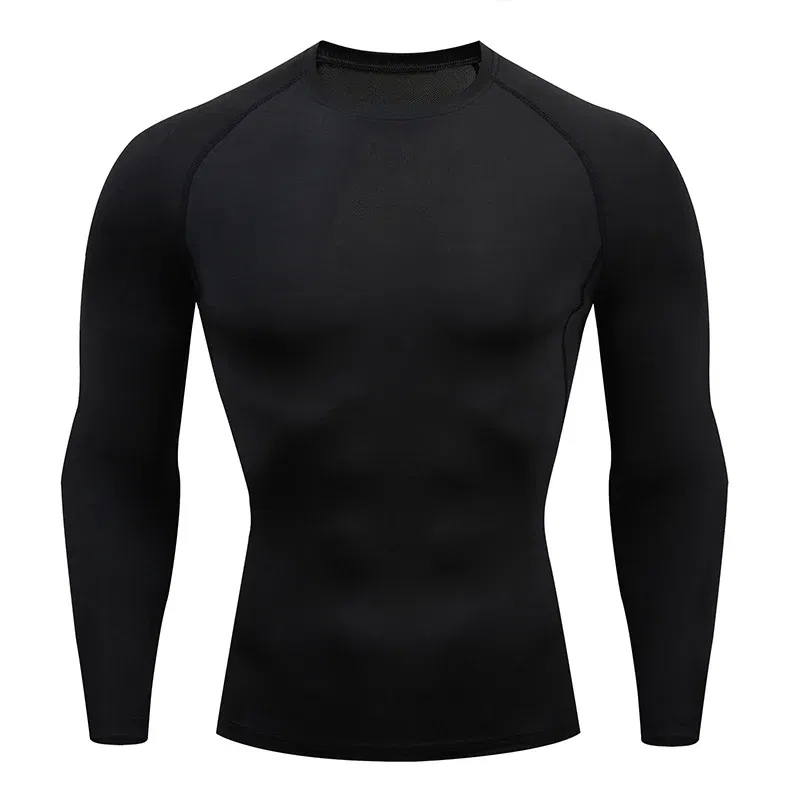 Color: Blue, Size: XXL - Men Bodybuilding Sports T-Shirt Quick Dry Running Shirt Long Sleeve Compression Top Gym T Shirt Men Fitness Tight Rashgad