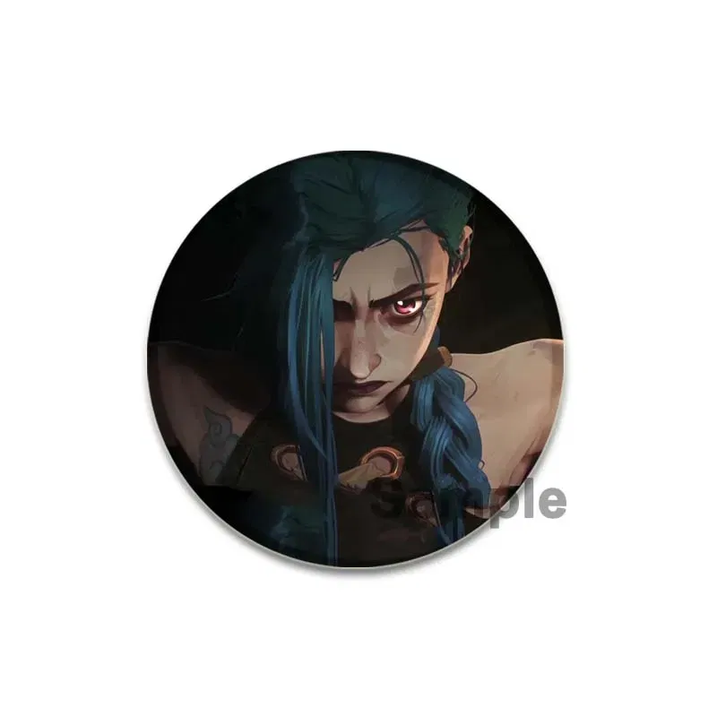 Color: Pure White, Size: S - 32/44/58mm  Anime Round Pins Cartoon Character Arcane Badge Role Play Handmade Tinplate Brooches for Clothes Backpack Decoration