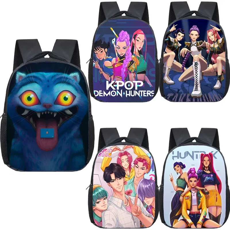 Color: Clear - KPop Demon Hunters School Bags 12inch Lightweight Children Backpack Girls Boys Orthopedic Kids Book Bags Back To School Mochilas