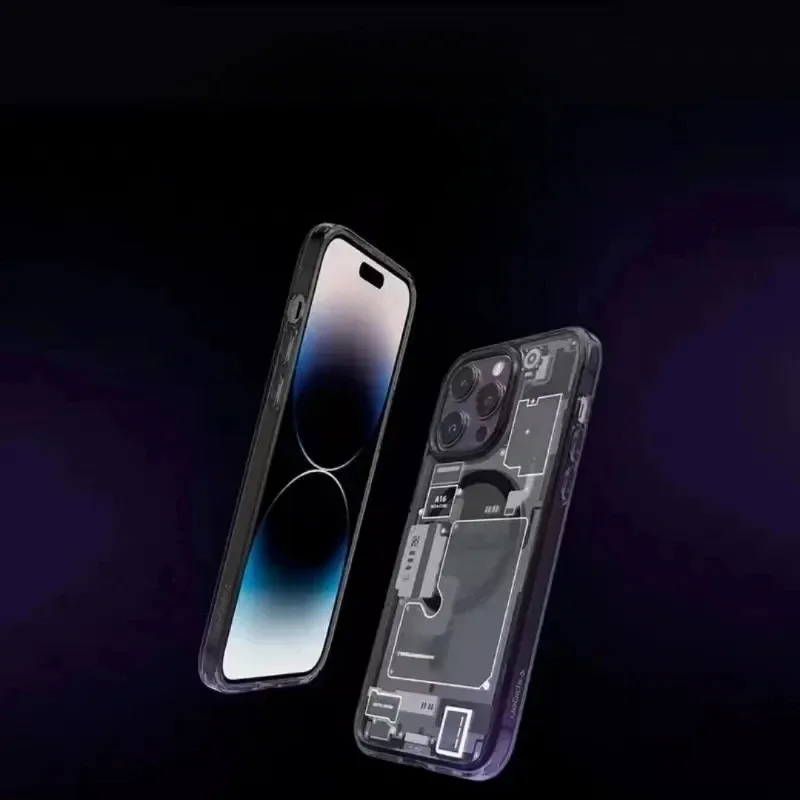 Material: PU, Color: Blue - FOR 2024 Original Technology Phone Case For IPhone 15 14 13 12 Pro Max Plus Magnetic Wireless Charging High Quality Bumpers