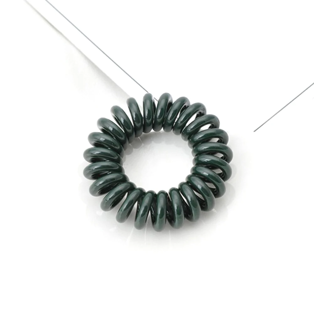 Color: green - High Elasticity Telephone Coil Hairbands Women Spiral Hair Ties Girl Hair Ring Rope Solid Color Hair Accessories Ponytail Holder
