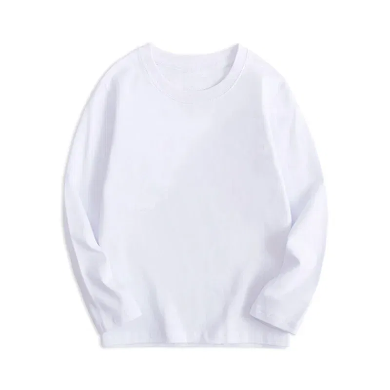 Color: Blue, Kid Size: 7 - 7 Colors Spring Long Sleeve Tees Children's T-shirt Cotton Solid Colour Base Coat Leisure Wear Boys Girls Tops Kids Clothes