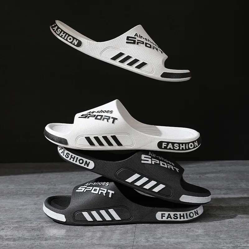 Color: Khaki, Shoe Size: 6.5 - Fashion Men's Slippers PVC Soft Sole Non-slip Slides Casual Outdoor Beach Flip Flops Home Bathroom Couples Slippers New Sandal