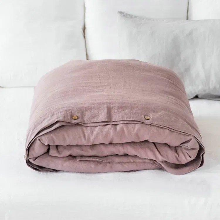 Color: PURPLE, Size: Twin - 100% French Linen Natural Duvet Cover Soft Comfortable Quilt Comforter Cover Queen Durable Healthy Home Textiles Bedding