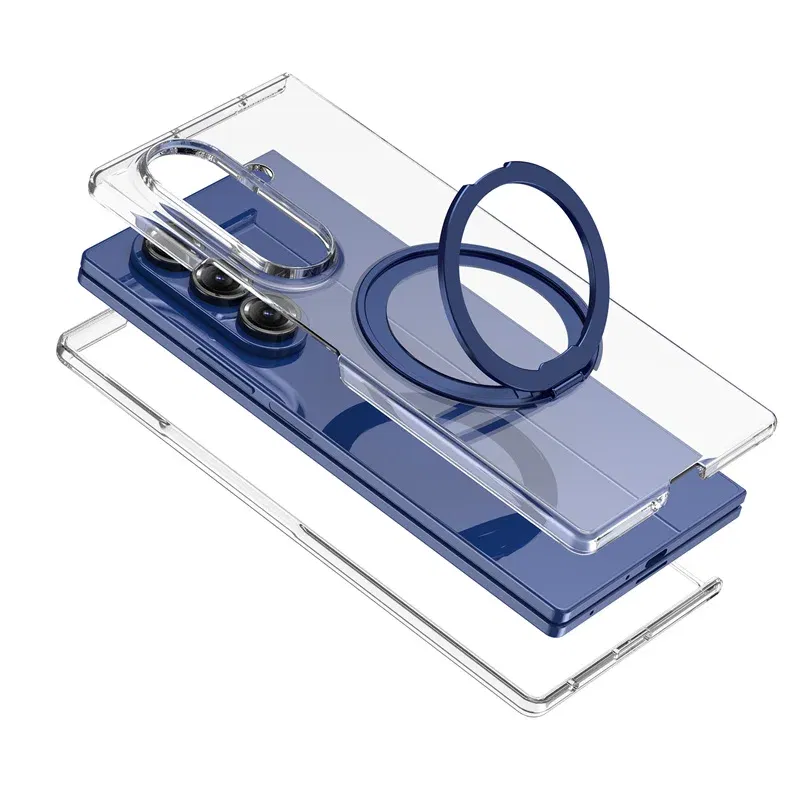 Color: green, Compatibility by Model: Galaxy Z Fold7 - 360?° Rotating Magnetic Holder Phone Case For Samsung Galaxy Z Fold 7 Magsafe Wireless Charging Transparent Hard Shockproof Cover